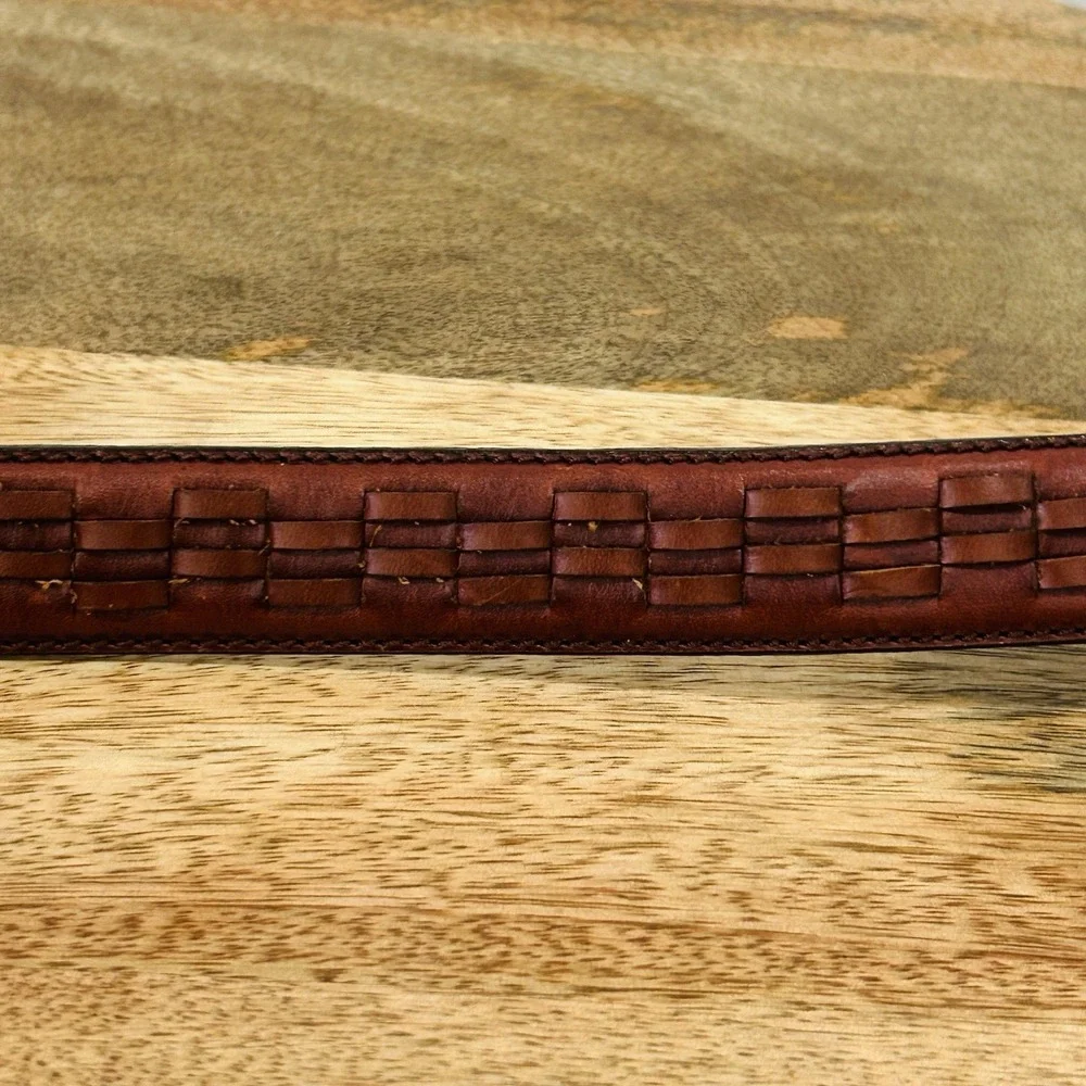 Sebago Belt Mens Size 34 Brown Leather Casual Dress Vintage Made USA Brass